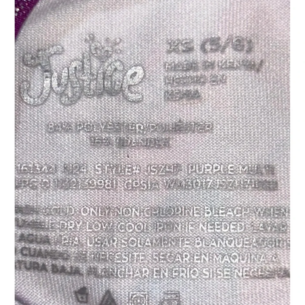 Justice Girls Gymnastics Leotard and Shorts Set Purple Marble Gold Foil XS 5/6